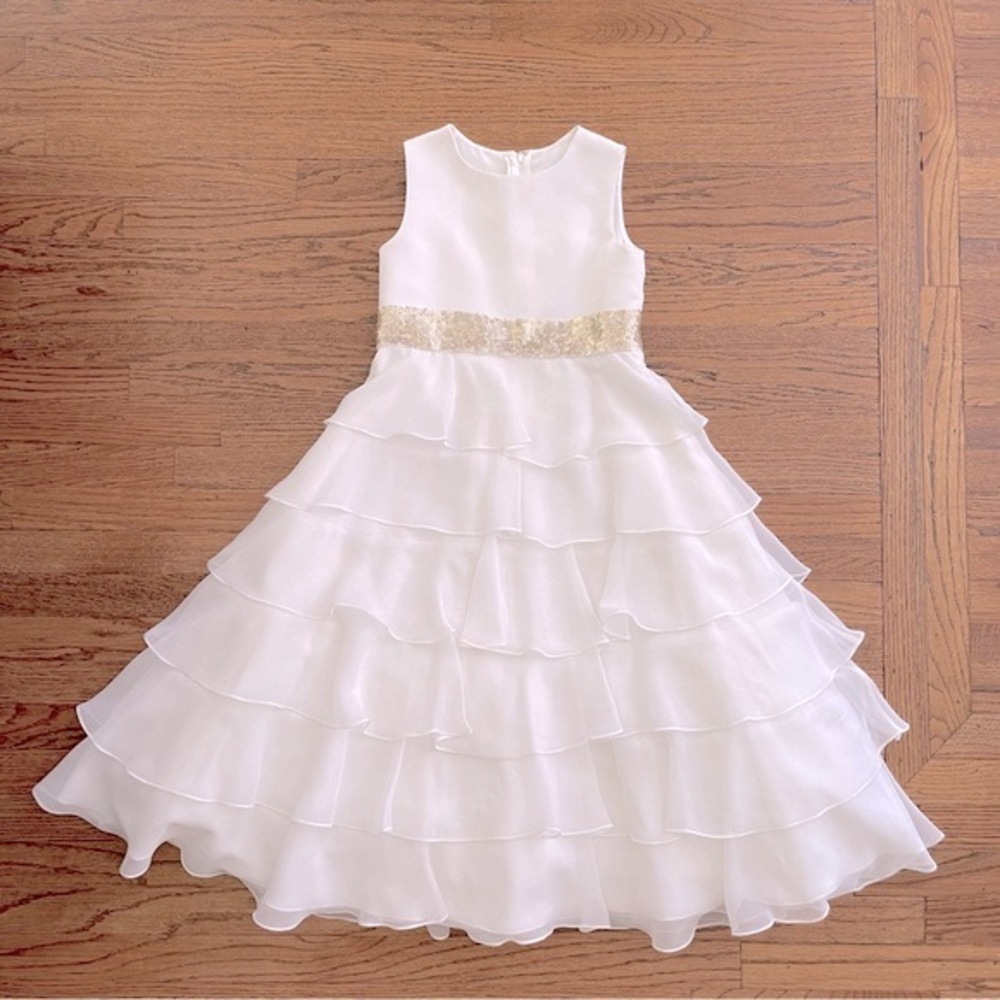 US Angels Organza Multilayer Ruffle Dress